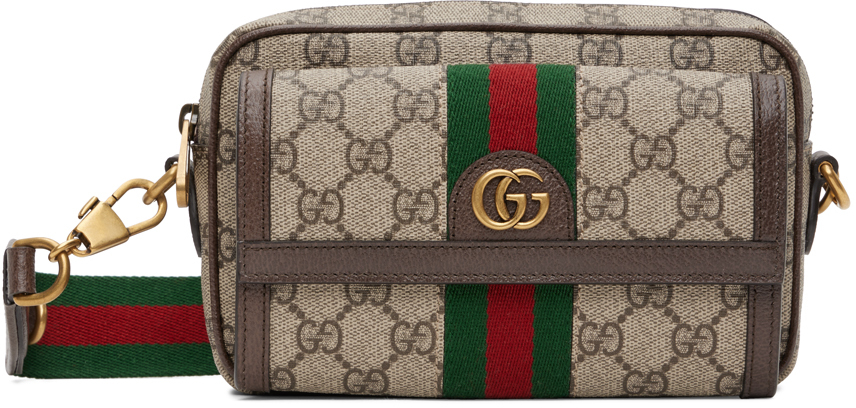 Gucci Beige Ophidia Messenger Bag In 8745 B.eb/n.acero/vr