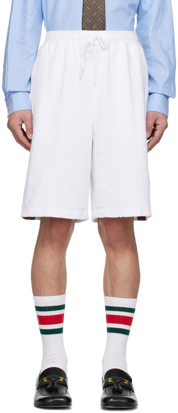Gucci White GG Shorts