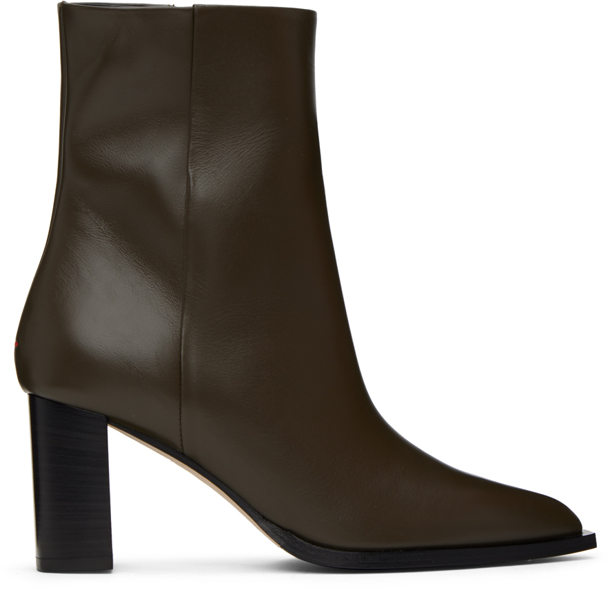 Shop Aeyde Brown Gloria Boots In Olive