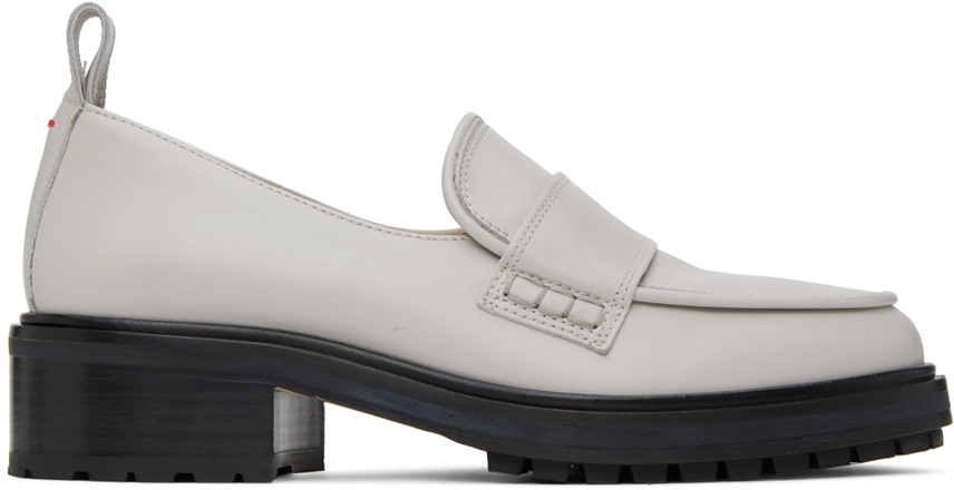 Shop Aeyde Gray Ruth Loafers In Chalk
