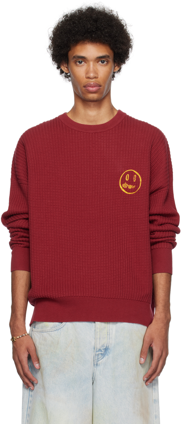 drew house Burgundy Embroidered Sweater