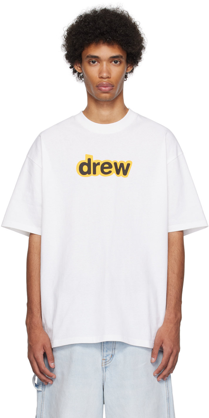 drew house: White Printed T-Shirt