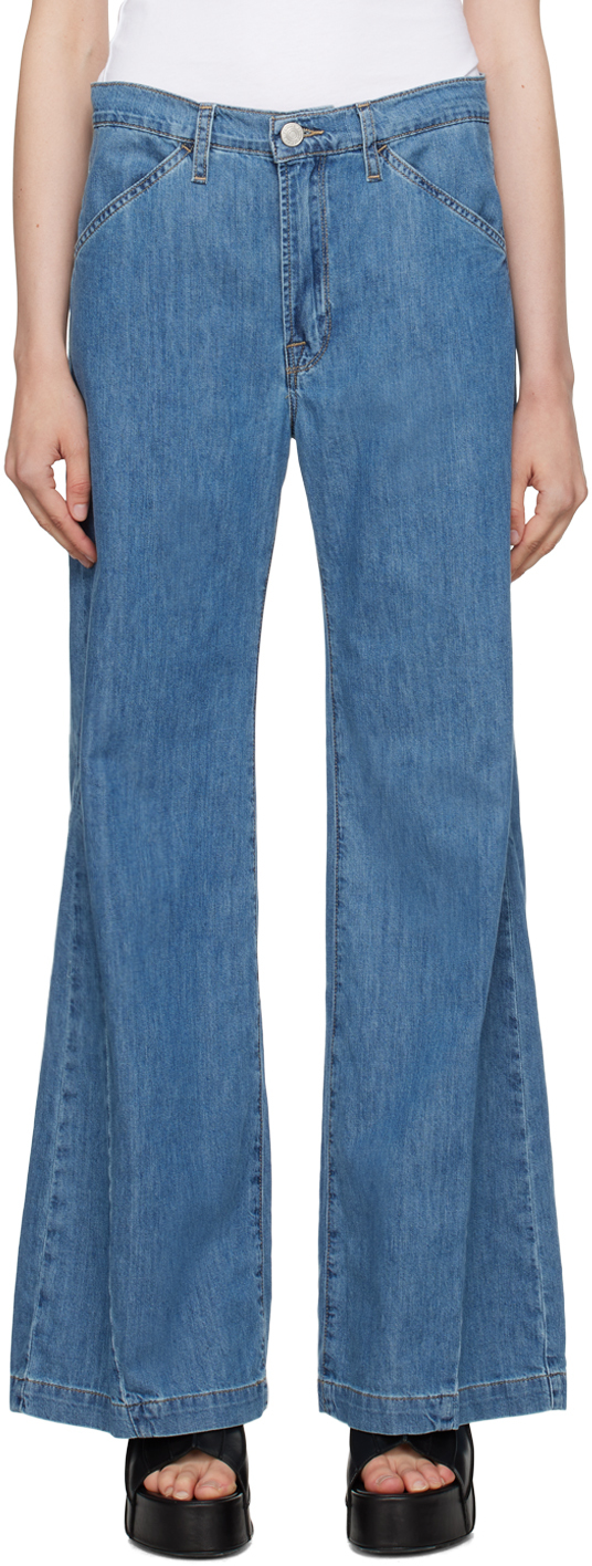 Frame Blue 'le Baggy Palazzo' Jeans In Happy Indigo