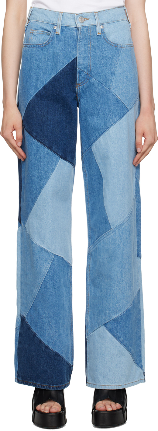 FRAME: Blue 'Le High 'N Tight' Patchwork Jeans | SSENSE