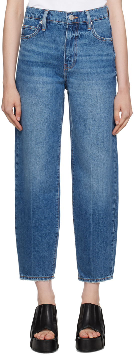 FRAME: Blue Barrel Jeans | SSENSE