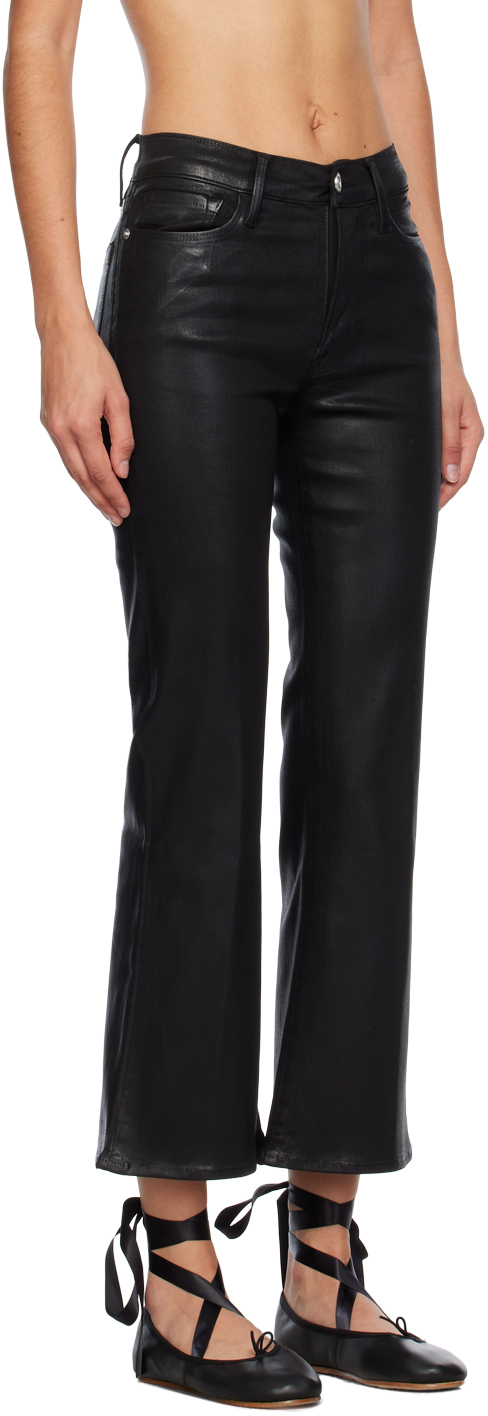 Frame Black 'le Crop' Jeans In Noco Noir Coated