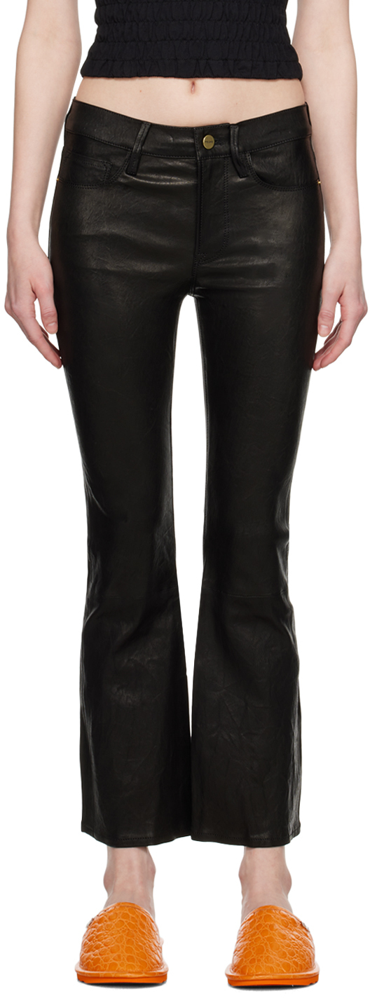 Shop Frame Black 'le Crop Mini Boot' Leather Pants In Washed Black