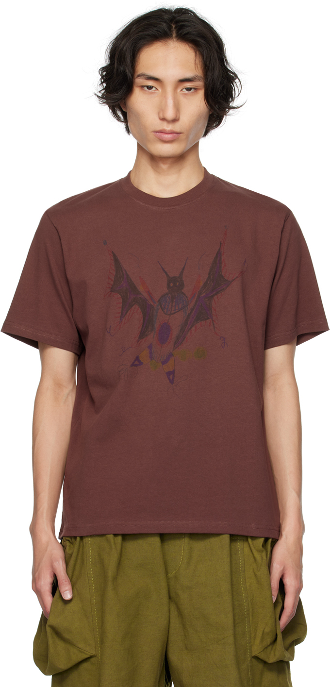 Gentle Fullness Burgundy Bat T-shirt In Chocolate Bat