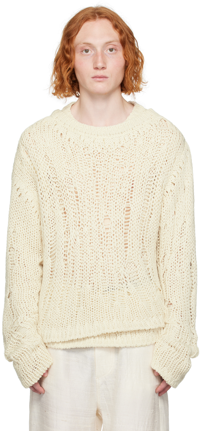 Airei Off-white Double Layer Sweater In 1 Natural
