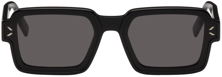 Mcq By Alexander Mcqueen Black Rectangular Sunglasses In 001 Black/black/smok