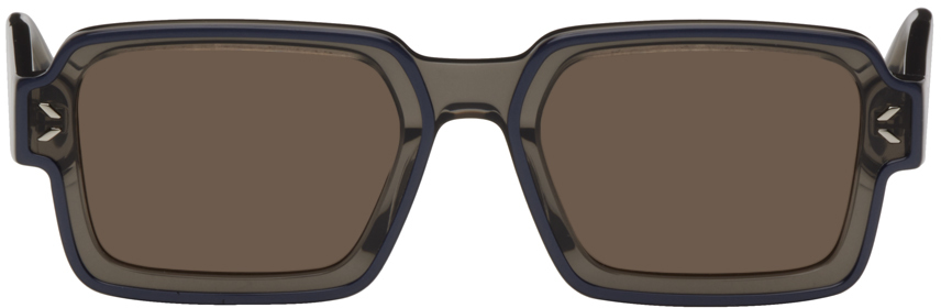 Mcq By Alexander Mcqueen Gray Rectangular Sunglasses In 003 Blue/brown/grey