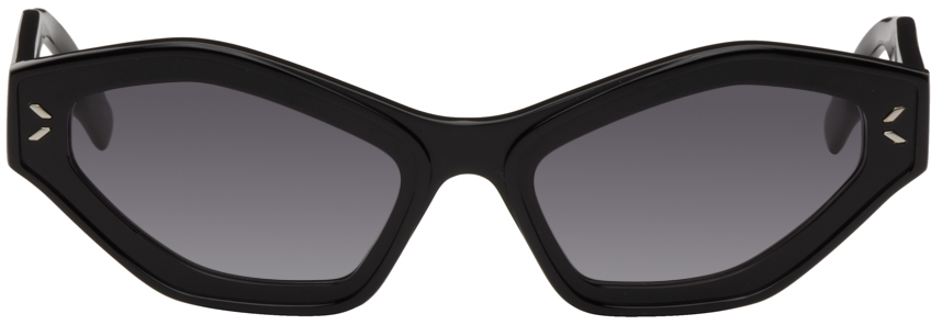 Mcq By Alexander Mcqueen Black Cat-eye Sunglasses In 001 Black/black/grey