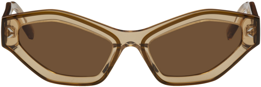 Mcq By Alexander Mcqueen Beige Cat-eye Sunglasses In 003 Brown/beige/brow