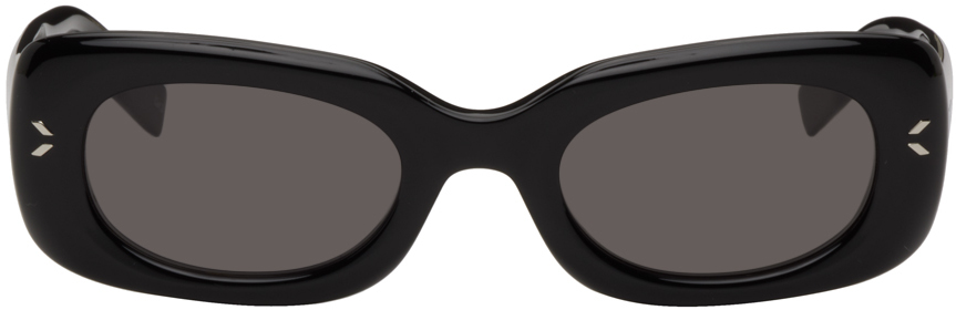 Mcq By Alexander Mcqueen Black Rectangular Sunglasses In 001 Black/black/smok