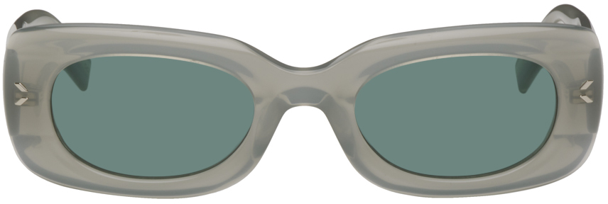Mcq By Alexander Mcqueen Green Rectangular Sunglasses In 003 Green/green/gree