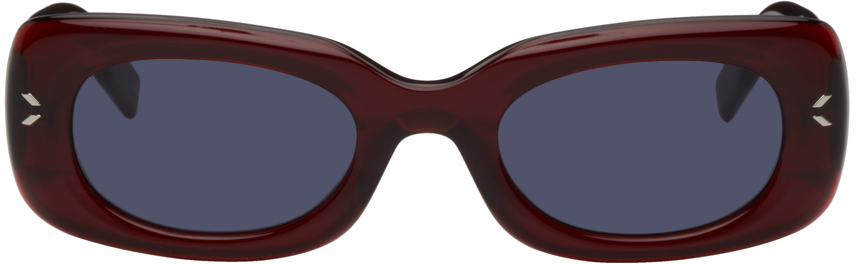 Mcq By Alexander Mcqueen Burgundy Rectangular Sunglasses In 004 Burgundy/burgund