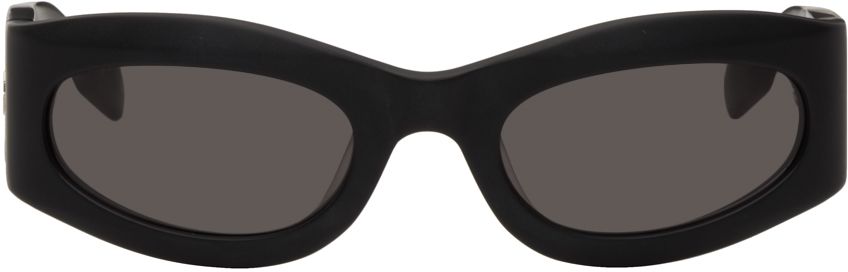 Mcq By Alexander Mcqueen Black Oval Sunglasses In 001 Black/black/smok