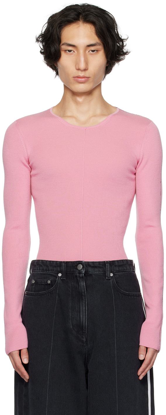 Peter Do Pink Ribbed Sweater In Dusty Pink