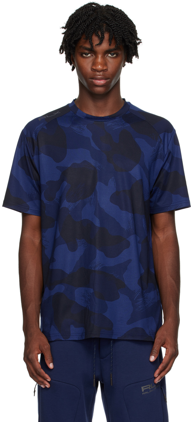 Ralph Lauren Navy Bonded T-shirt In French Navy Camo