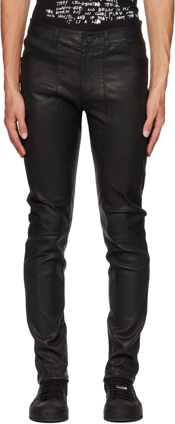 Frei-mut Black Moon Leather Trousers In Tar