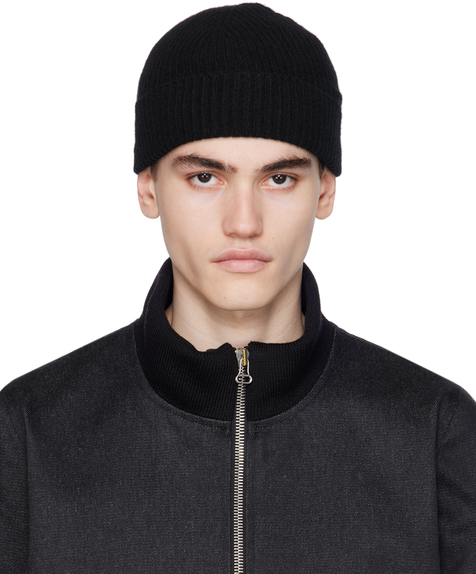 3MAN: Black Ribbed Beanie | SSENSE UK