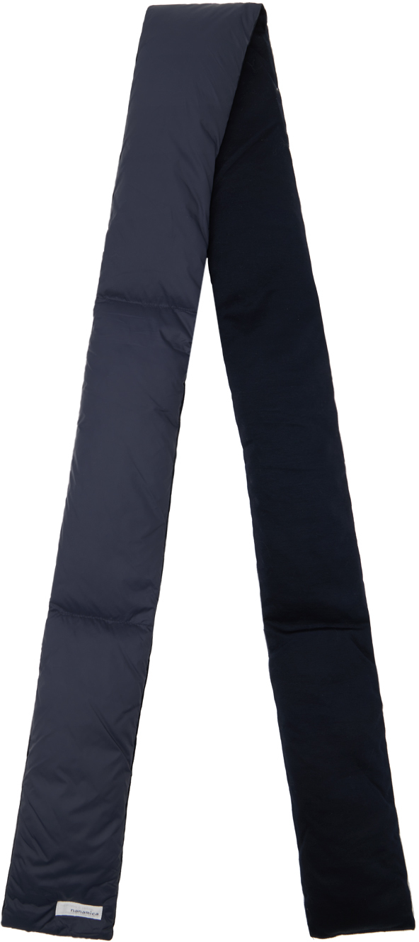 Navy Paneled Down Scarf by nanamica on Sale