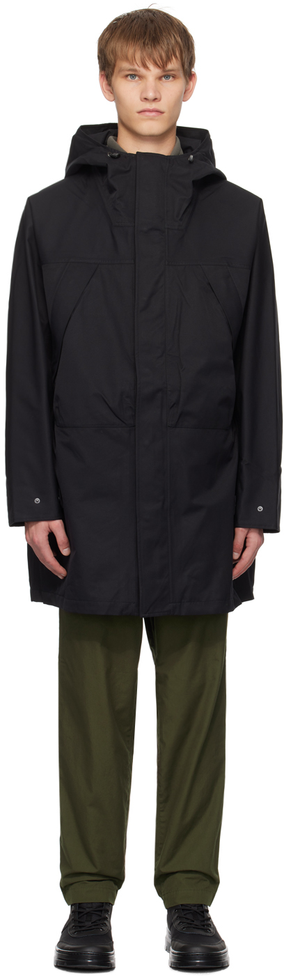 Nanamica Black Hooded Coat In K Black