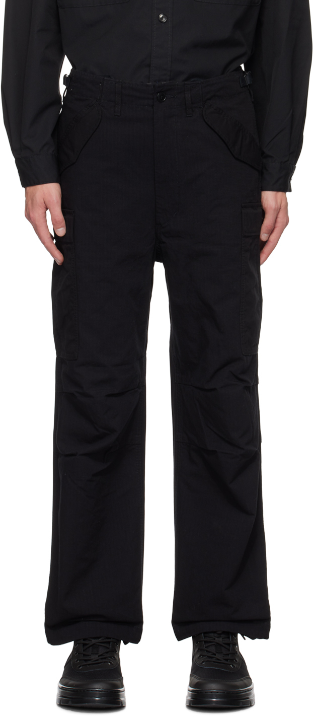 Black Pleated Cargo Pants by nanamica on Sale