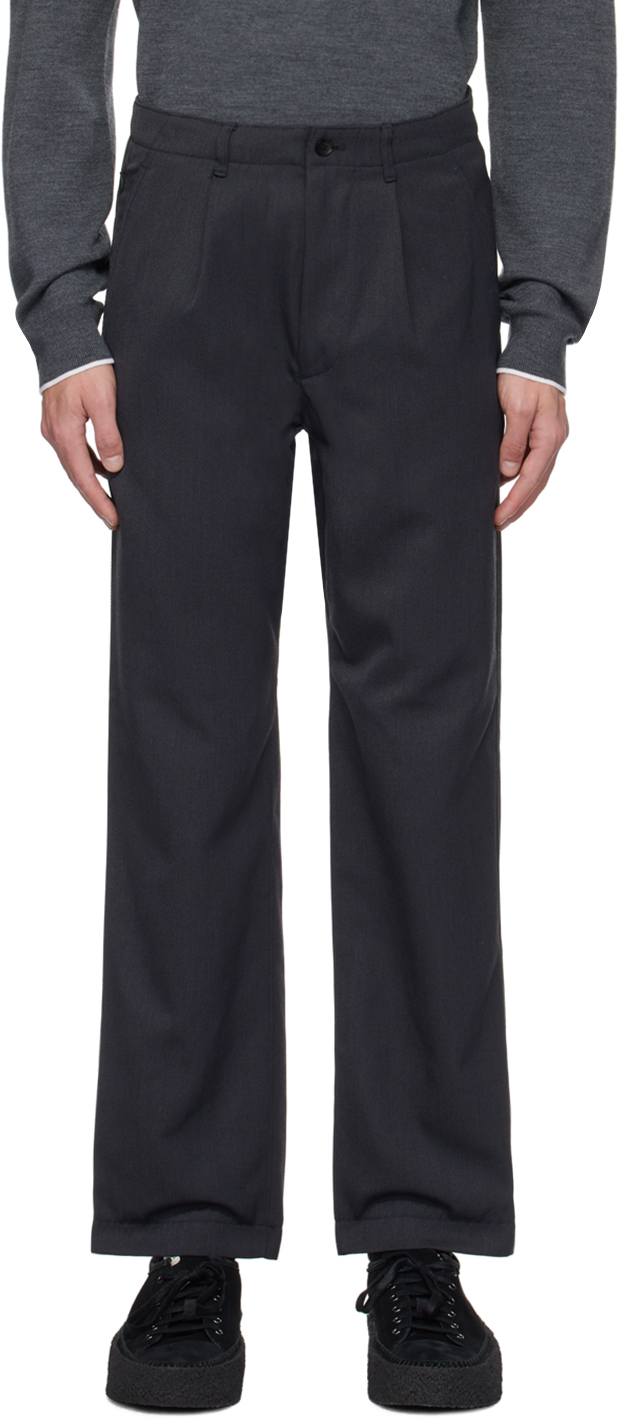 Nanamica Grey Pleated Trousers In Hg Heather Grey
