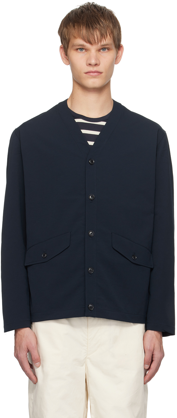 Shop Nanamica Navy Tailored Cardigan In N Navy
