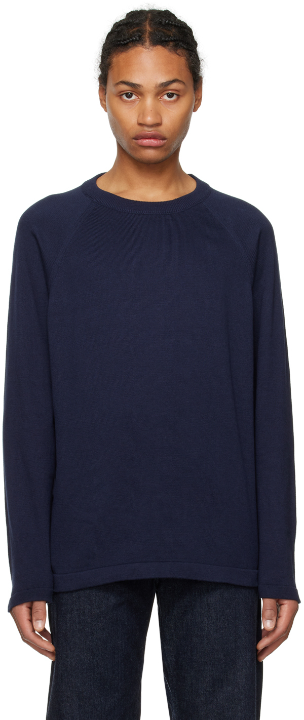 Navy Crewneck Sweater by nanamica on Sale