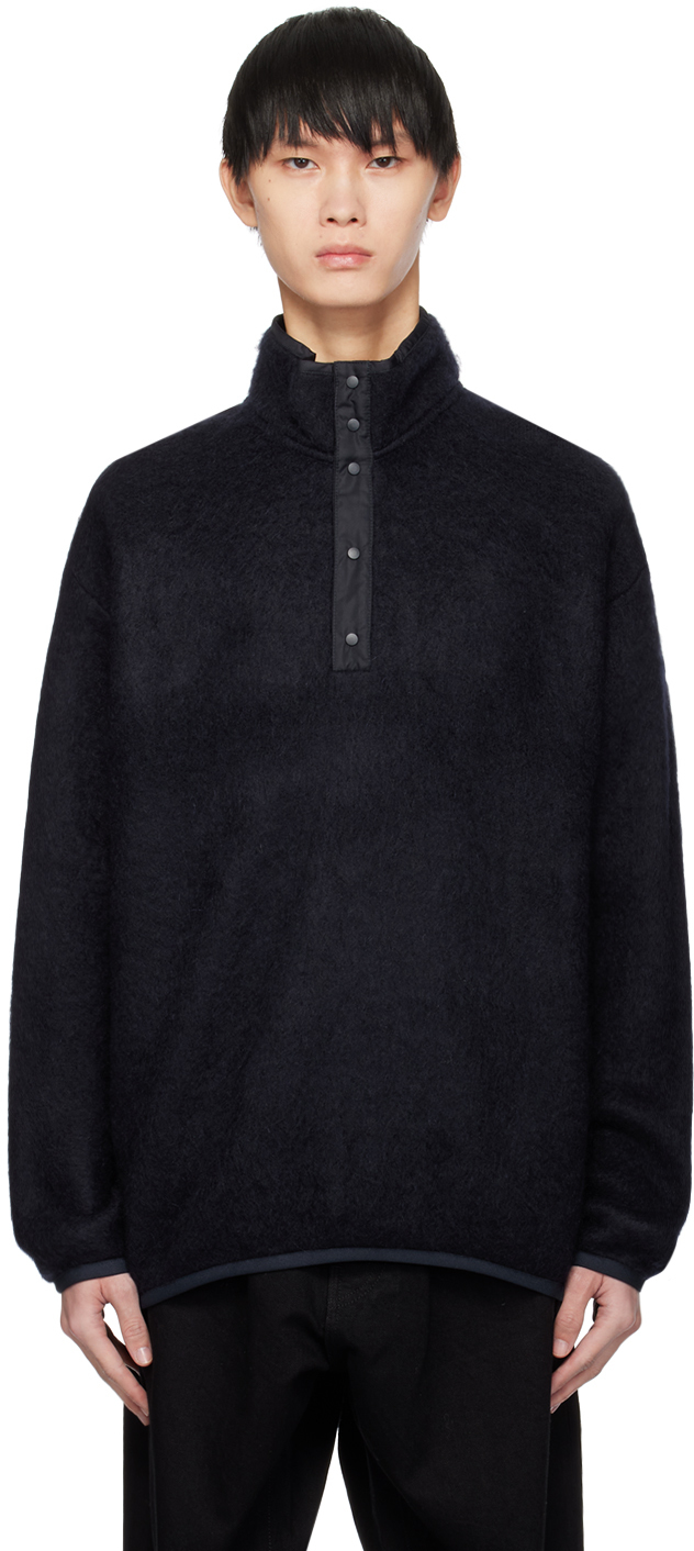 Nanamica Navy Placket Sweater In N Navy