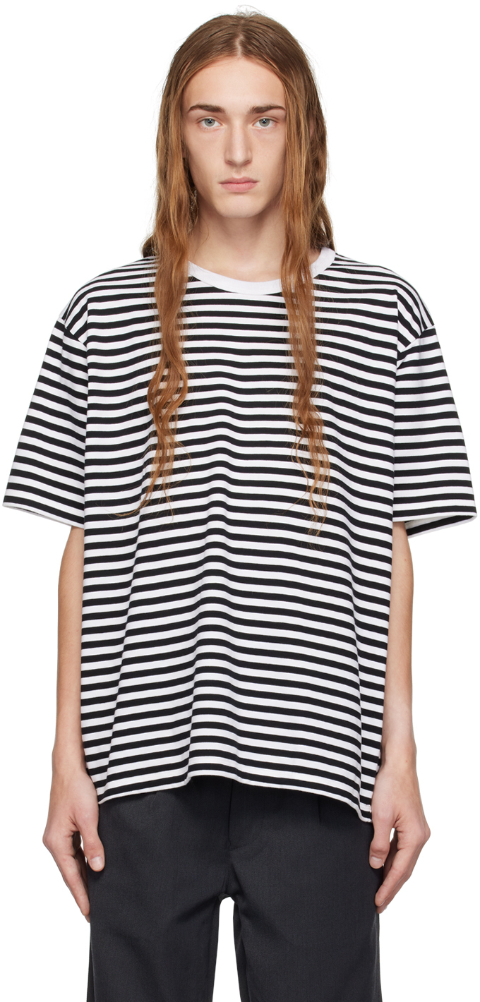 Nanamica White & Black Striped T-shirt In Kw Black & White