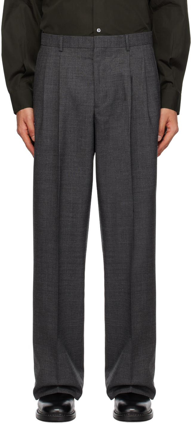 Shop Sunflower Gray Pleated Trousers In Anthracite