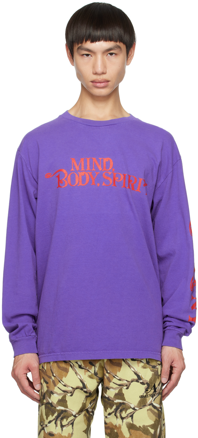 Purple 'Mind, Body, Spirit' Long Sleeve T-Shirt by Awake NY on Sale