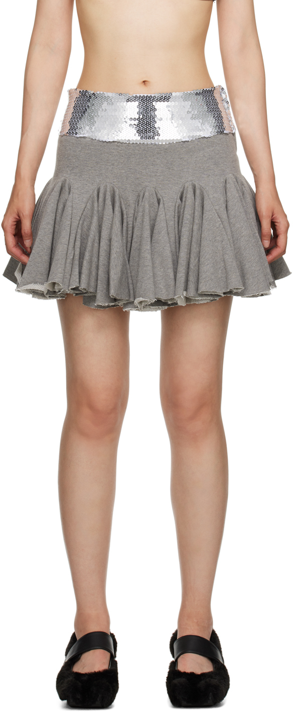 Gray Sequinned Miniskirt
