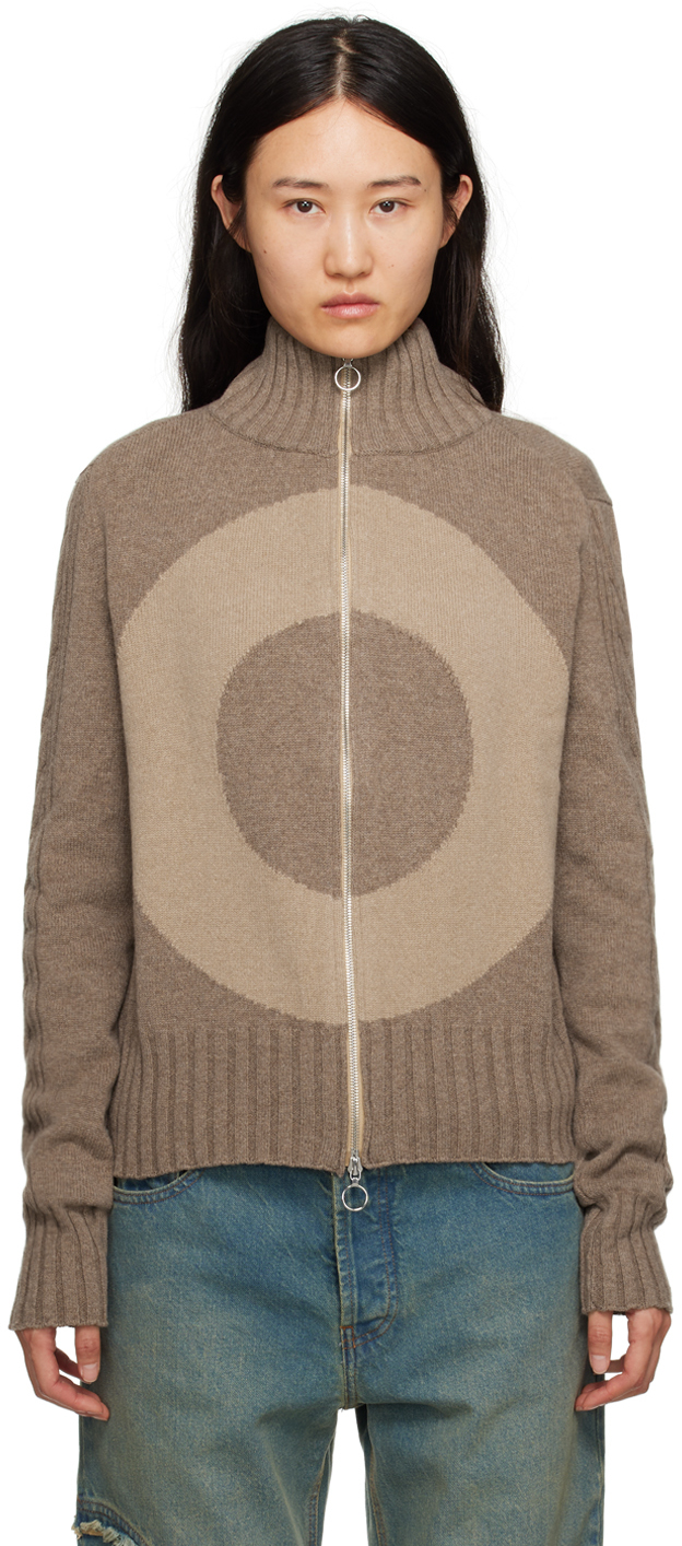 Edward Cuming Beige Zip-Up Cardigan | Smart Closet