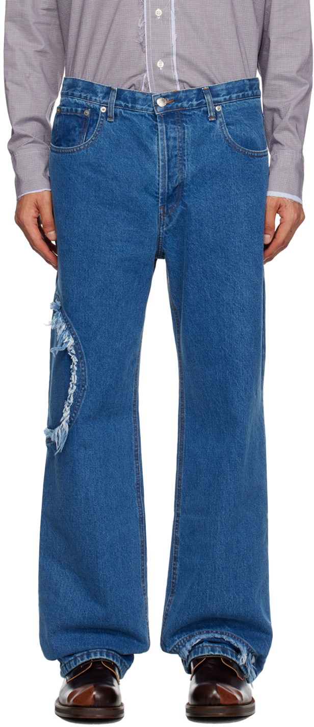Blue Circle Window Jeans by Edward Cuming on Sale