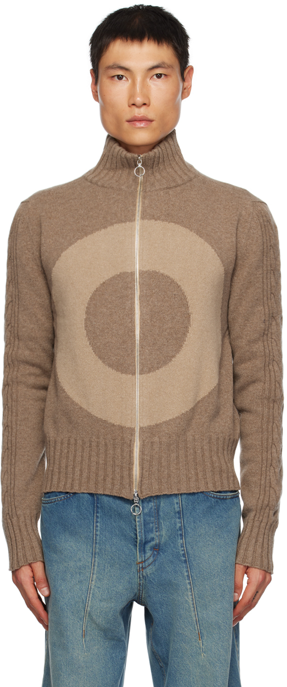 EDWARD CUMING BROWN ZIP SWEATER