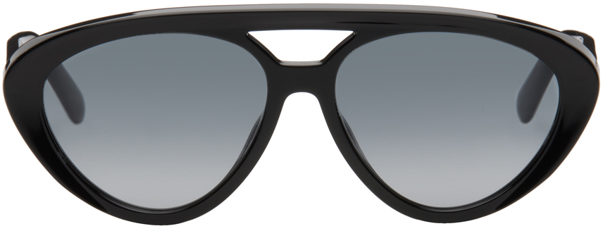 Stella Mccartney Black Aviator Sunglasses In 01b Black/smoke