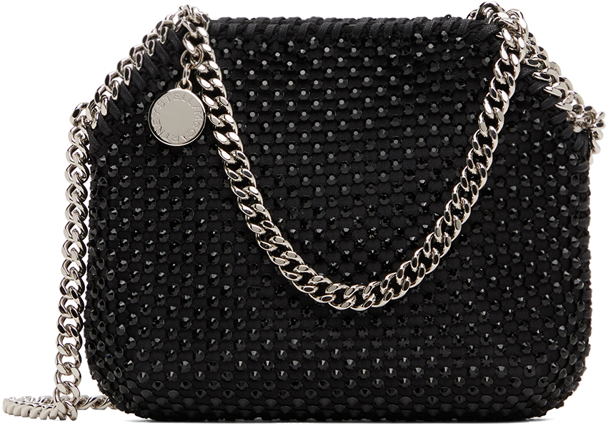 Black Mini Crystal-Cut Falabella Shoulder Bag