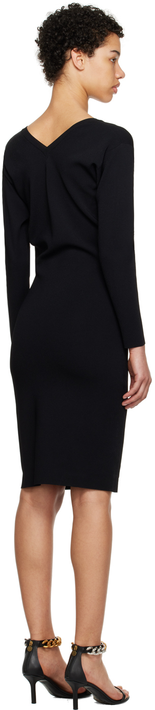 Stella Mccartney V-neck Knitted Midi Dress In 1000 Black