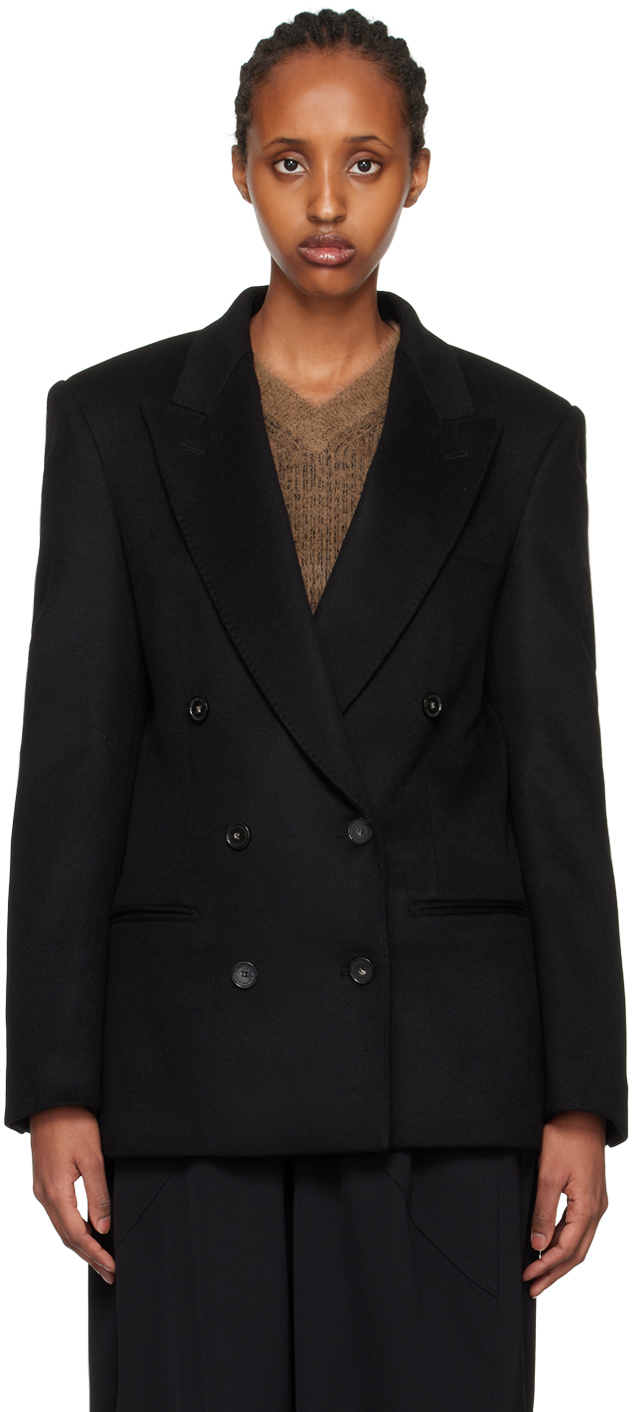 Shop Stella Mccartney Black Double-breasted Blazer In 1000 Black