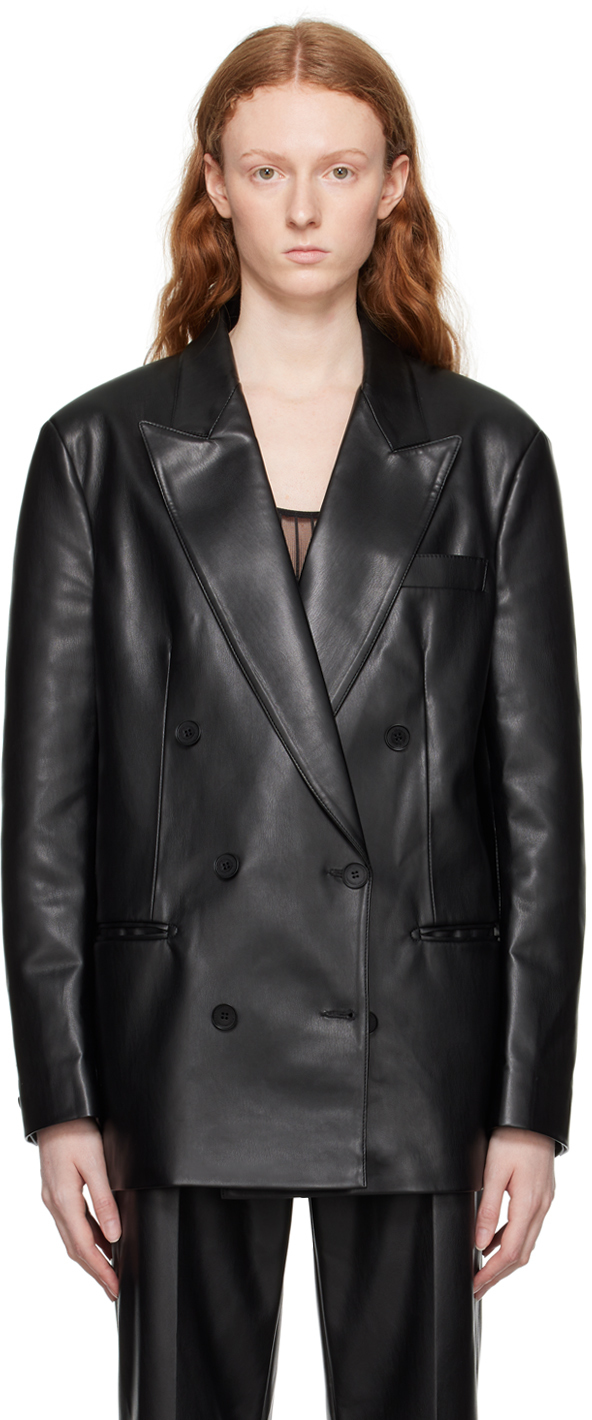 Stella McCartney Black Oversized Faux-Leather Blazer | Smart Closet