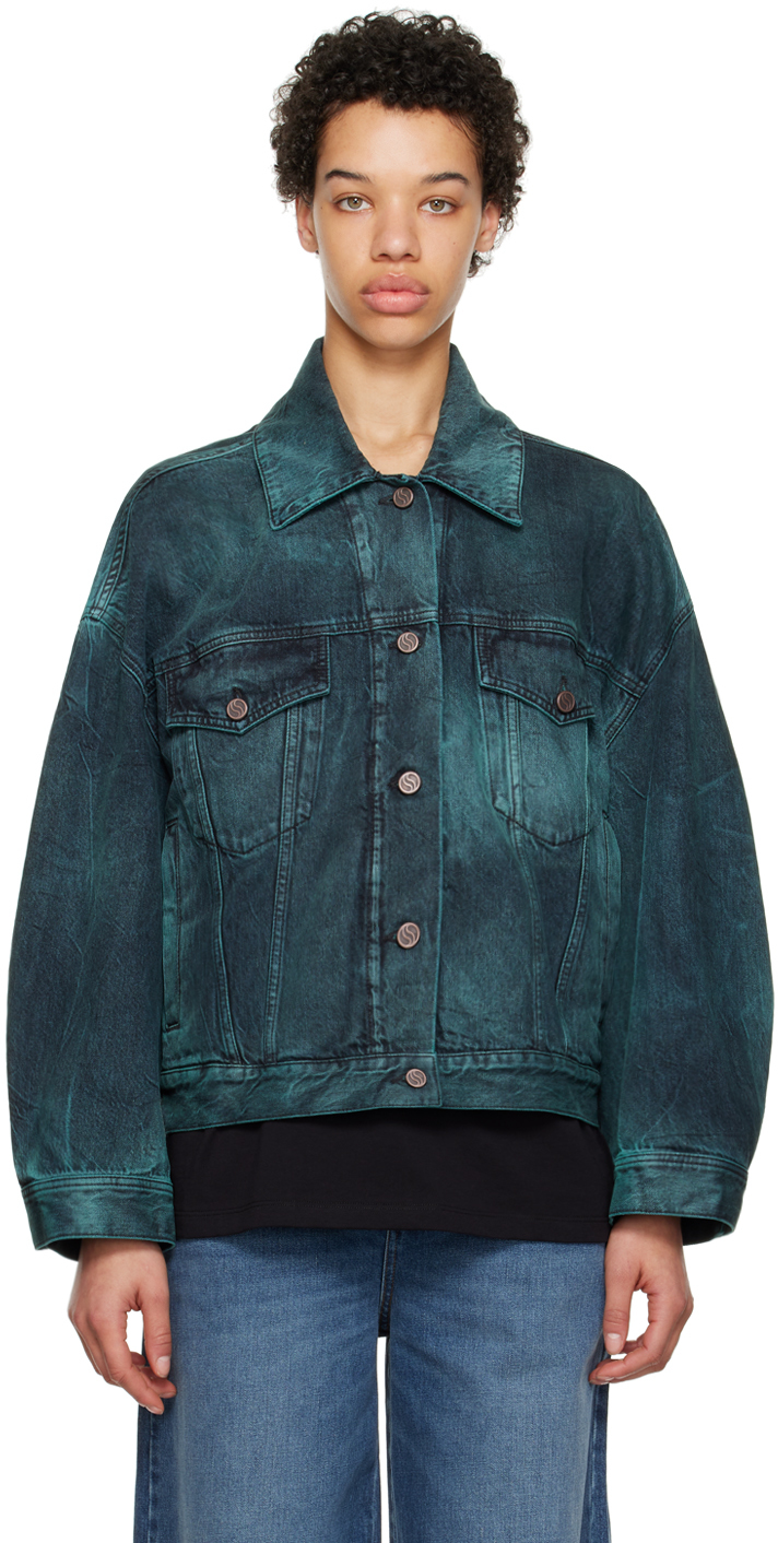 Shop Stella Mccartney Blue Tie-dye Denim Jacket In 3905 Aqua Tie Dye