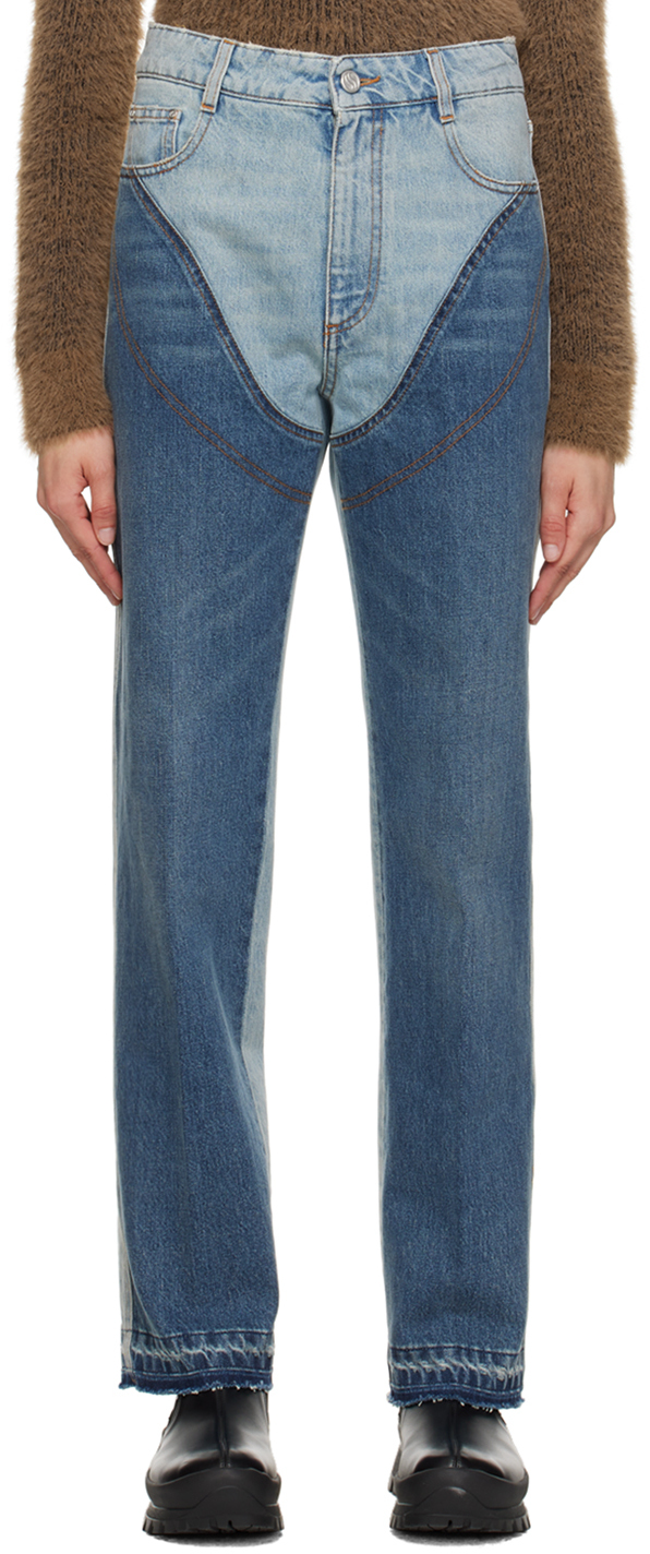 Stella Mccartney Blue Paneled Jeans In 4147 Double Blue Ton