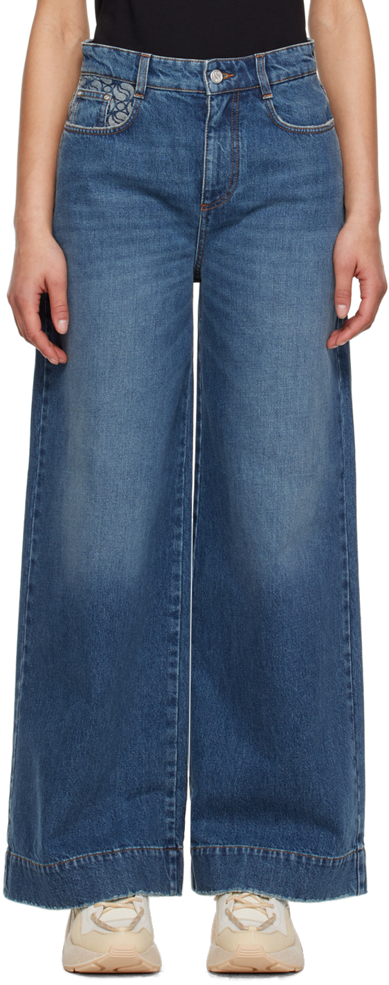 Shop Stella Mccartney Blue S-wave Jeans In 4003 Dark Blue