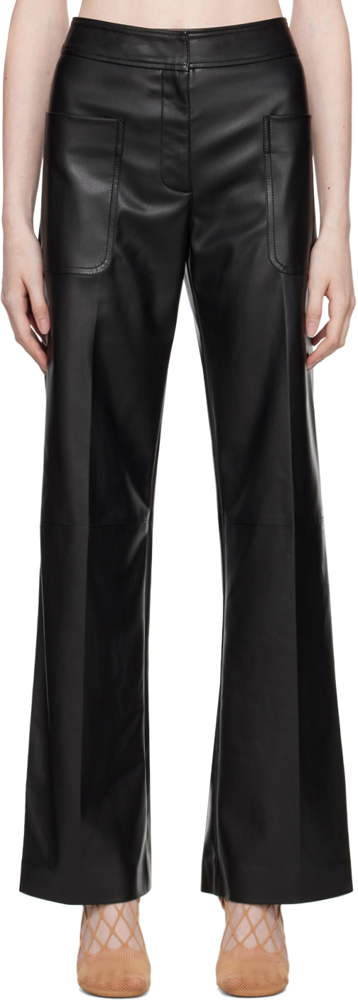 Shop Stella Mccartney Black Wide-leg Faux-leather Trousers In 1000 Black