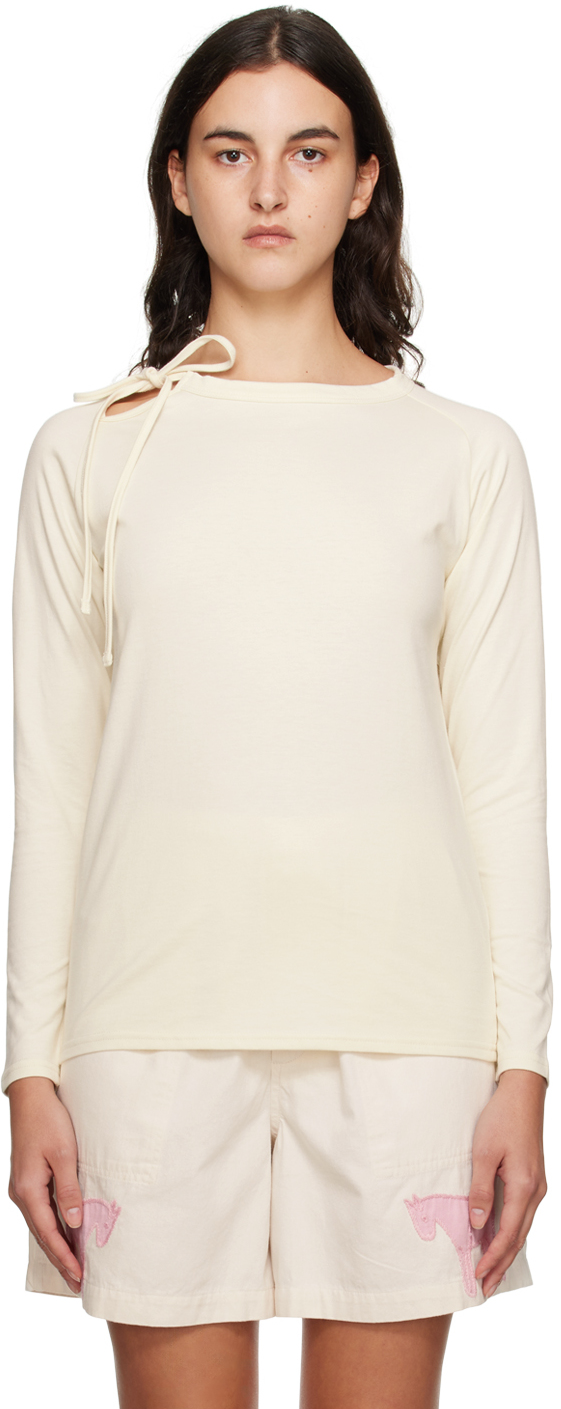 S.s.daley Off-white Harris Long Sleeve T-shirt In Ecru