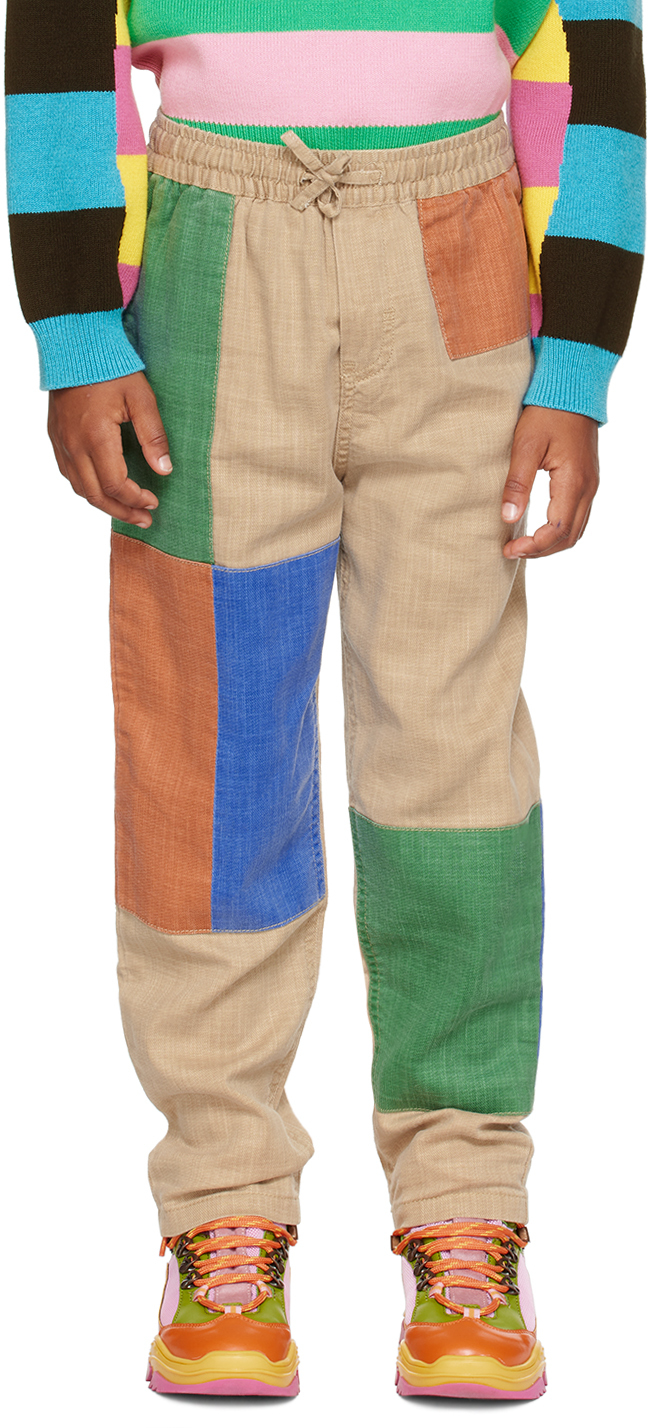 STELLA MCCARTNEY KIDS BROWN PATCHWORK TROUSERS